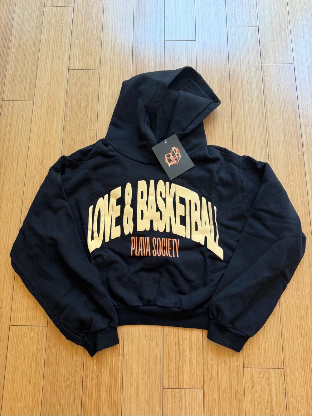 Playa Society Love & Basketball Cropped Black Hoodie